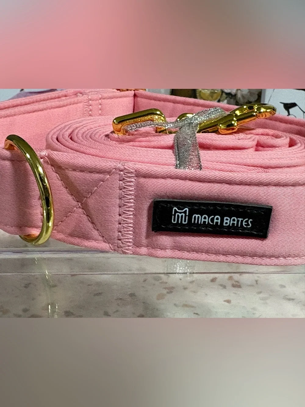 MACA BATES Dog Collar and Leash Set  Sakura Pink,Large 🆕